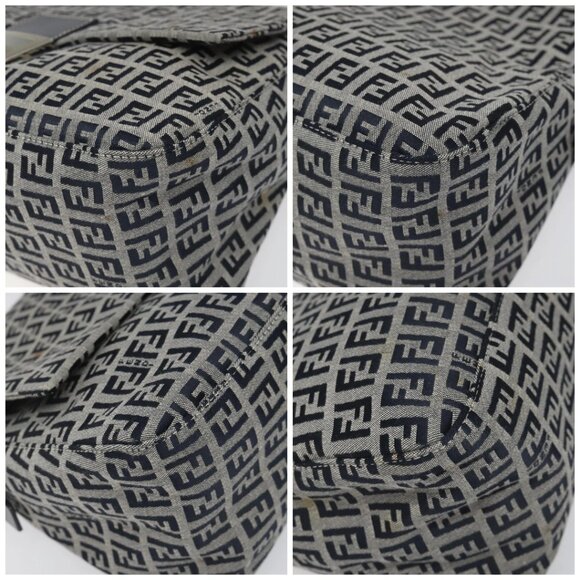 FENDI Zucchino Canvas Mamma Baguette Shoulder Bag Navy Auth 113562V - Picture 14 of 16